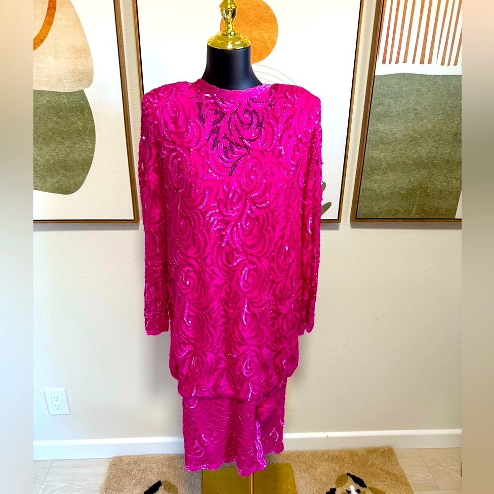 Judith Ann Creations Vintage Pink Long Sleeve Dress